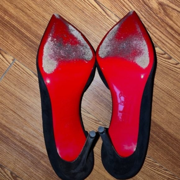 Black Christian Louboutin Iriza Half d'Orsay Suede Pumps - Picture 6 of 6